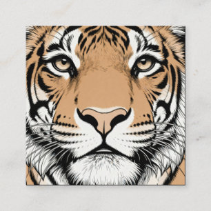 Cartão De Visita Quadrado Rosto de Tigre Olhando Fixamente, Tigre