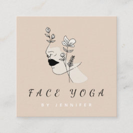 Cartão De Visita Quadrado Rosto Yoga Rosto Floral Botânico Bela Nose Anel