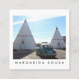 Cartão De Visita Quadrado Rota 66 Turismo Retro-Fotográfico do TeePee Vintag