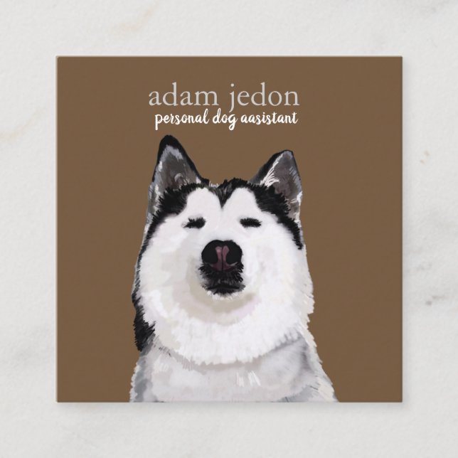 Cartão de visita quadrado Rouco do assistente de c (Frente)