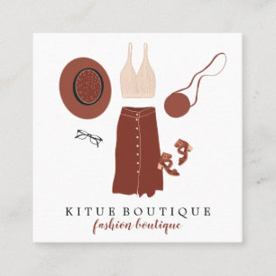 Cartão De Visita Quadrado Roupas Acessórios Boutique de Moda Personalizado