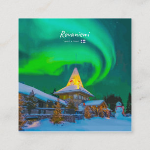 Cartão De Visita Quadrado Rovaniemi, Finlândia - Magia Aurora