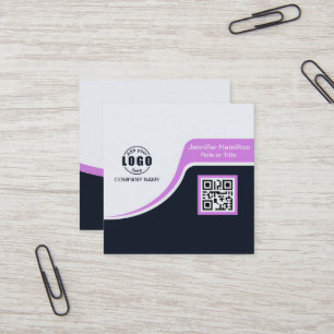 Cartão De Visita Quadrado Roxo preto profissional adicione seu logotipo Cód