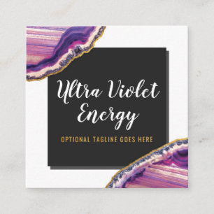 Cartão De Visita Quadrado Roxo ultravioleta de pedra preciosa da fatia da