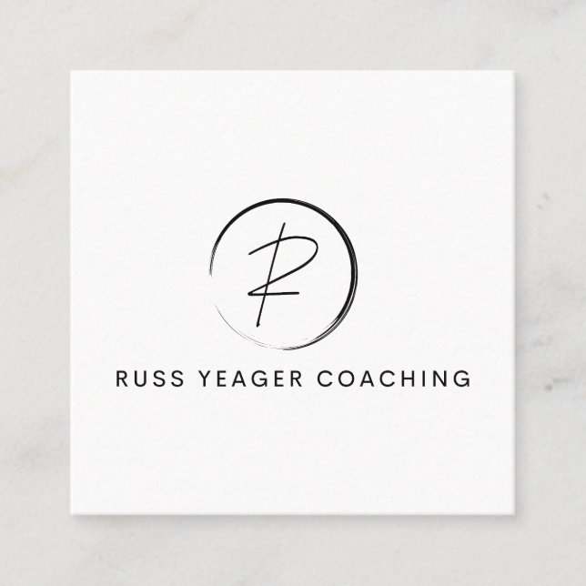 Cartão De Visita Quadrado Russ Yeager Coaching Signature Logo (Frente)