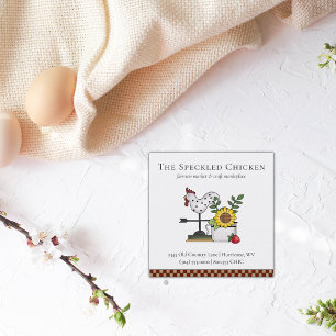 Cartão De Visita Quadrado Rustic Country Chicken Rooster QR code Bus quadrad