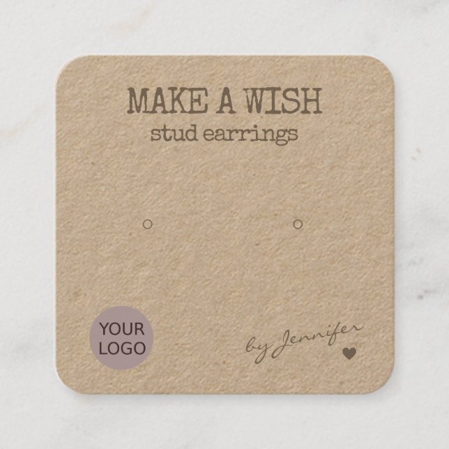 Cartão De Visita Quadrado Rústico Rústico Físico de Papel Natural Titular de (Frente)