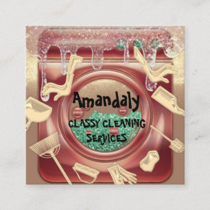 Cartão De Visita Quadrado Sabão Dourado do Soap do Código QR do Serviço de L