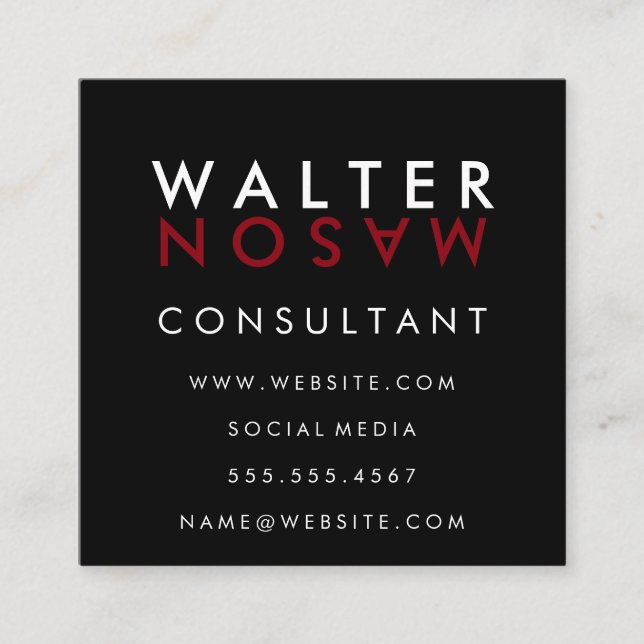 Cartão De Visita Quadrado Sacudir Carta | Simples (Frente)