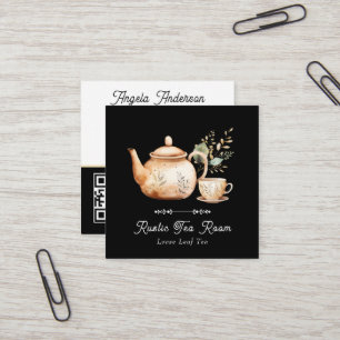 Cartão De Visita Quadrado Sala de Chá Tea Pot