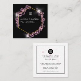 Cartão De Visita Quadrado Salão de Beleza Bolha de Sabão Rosa Espumante Quad