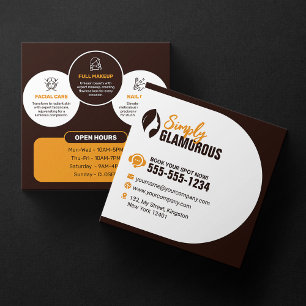 Cartão De Visita Quadrado Salão de Beleza Elegante Spa Maquiagem Unhas & Tra