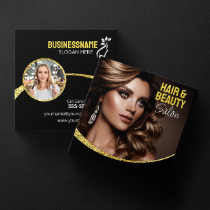 Cartão De Visita Quadrado Salão de Beleza Estilista de Cabelo Glamouroso Dou