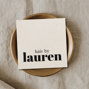 Cartão De Visita Quadrado Salão de Cabelo Negro Natural Mínimo