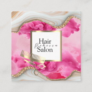 Cartão De Visita Quadrado Salão de Cabelo Tipografia Colorida Estilista Mode