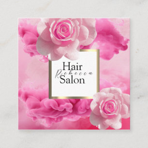 Cartão De Visita Quadrado Salão de Cabelo Tipografia Colorida Estilista Mode
