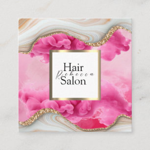 Cartão De Visita Quadrado Salão de Cabelo Tipografia Colorida Estilista Mode