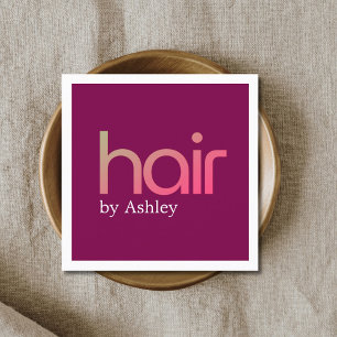 Cartão De Visita Quadrado Salão de Cabelo Vermelho Vermelho Rosa Mínimo Mode