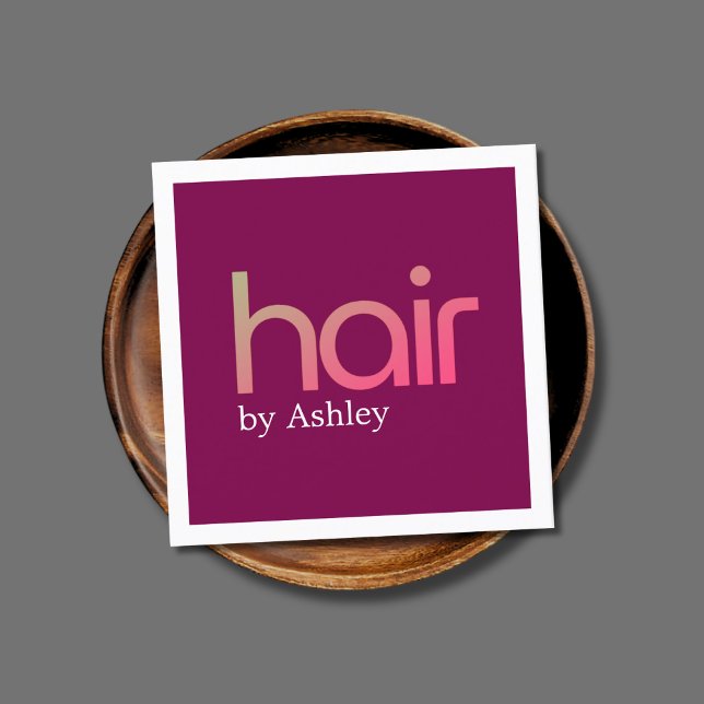 Cartão De Visita Quadrado Salão de Cabelo Vermelho Vermelho Rosa Mínimo Mode (Criador carregado)