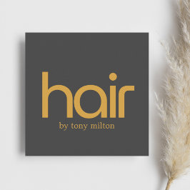 Cartão De Visita Quadrado Salão de Cinzas Escuras do Ouro Elegante Minimalis