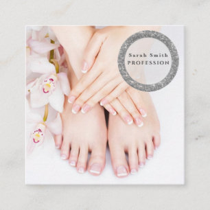 Cartão De Visita Quadrado Salão de spa de pés femininos pedicure e manicure