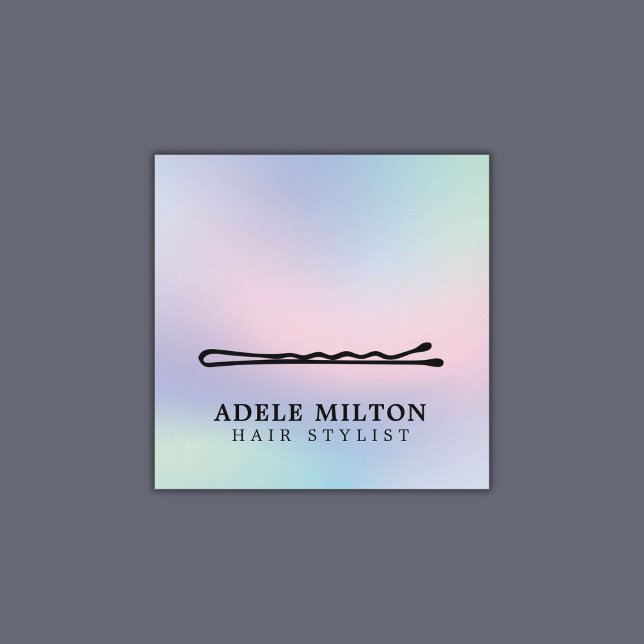 Cartão De Visita Quadrado Salão do Pino do Cabelo do Pastel Na moda moderno (Criador carregado)