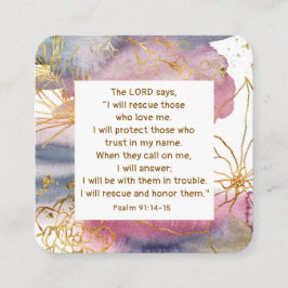 Cartão De Visita Quadrado Salmo 91:14-15 O Senhor diz que vou salvar a Bíbli