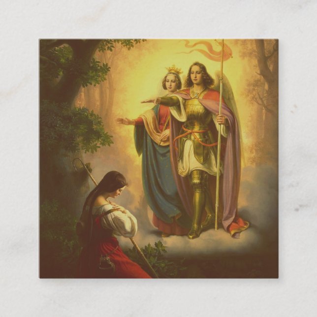 Cartão De Visita Quadrado Santo Joan of Arc (Frente)