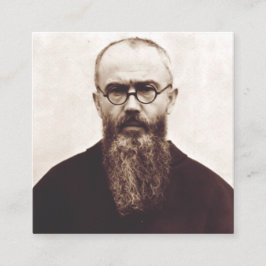 Cartão De Visita Quadrado Santo Maximilian Kolbe padre católico polonês