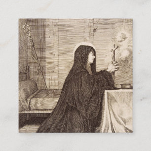 Cartão De Visita Quadrado Santo Scholastica Patroness da escola