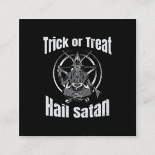 Cartão De Visita Quadrado Satã de granizo Pentagram Goat Halloween