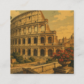 Cartão De Visita Quadrado Saudações de Roma, Itália Viagem Antiga