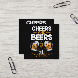Cartão De Visita Quadrado Saudações e Cervejas Pelos Meus 50 Anos