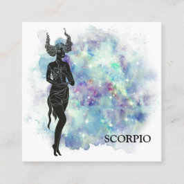 Cartão De Visita Quadrado *~* SCORPIO Zodiac Astrologia Lê Teal + Azul