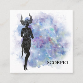 Cartão De Visita Quadrado *~* SCORPIO Zodiac Astrology Lê rosa + azul