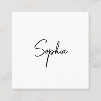 Cartão De Visita Quadrado Script de Assinatura, Quadrado Profissional Branco