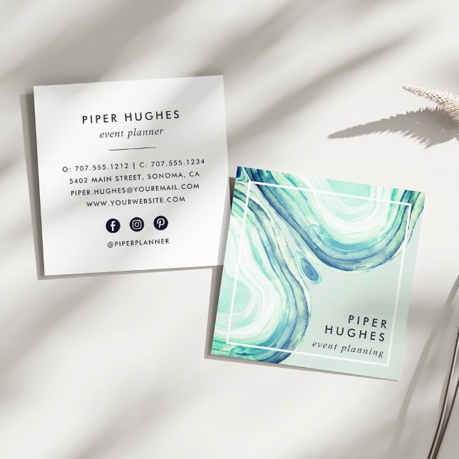 Cartão De Visita Quadrado Seaglass Geode (Criador carregado)