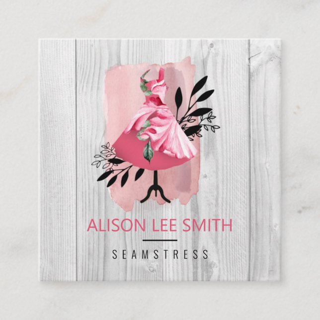 Cartão De Visita Quadrado Seamstress Mão Sewn Dressmaker Quadrado Ca (Frente)