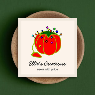 Cartão De Visita Quadrado Seamstress Red Pin Cushion Seamstress