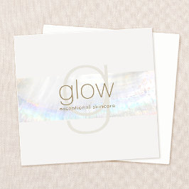 Cartão De Visita Quadrado Seashell de Monograma Elegante Moderno Branco