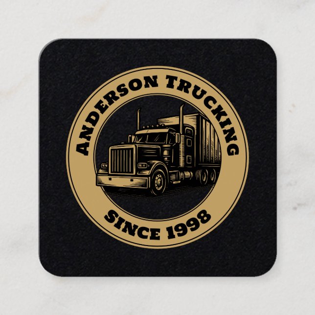 Cartão De Visita Quadrado Semi Truck Trucking Template (Frente)
