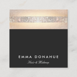 Cartão De Visita Quadrado Sequência de Tendência Bonita e Douradas Listras P