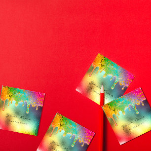 Cartão De Visita Quadrado Sereia holográfica de ativação de unhas profission