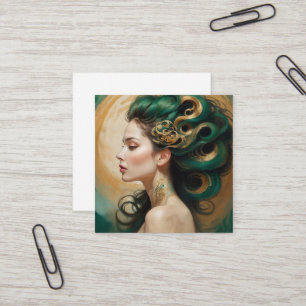 Cartão De Visita Quadrado "Serelith" - Curls de Jade Celestial
