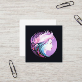 Cartão De Visita Quadrado "Serenidade no Estilo" Beleza das Mulheres