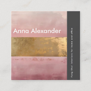 Cartão De Visita Quadrado Serenidade rosa Design 2