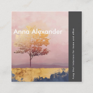 Cartão De Visita Quadrado Serenidade rosa Design 6