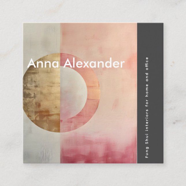 Cartão De Visita Quadrado Serenidade rosa Design 7 (Frente)