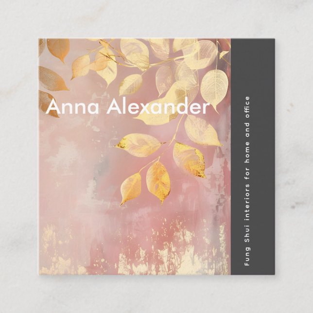 Cartão De Visita Quadrado Serenidade rosa Design 9 (Frente)