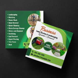 Cartão De Visita Quadrado Serviço de Jardinagem e Paisagismo Green & Orange